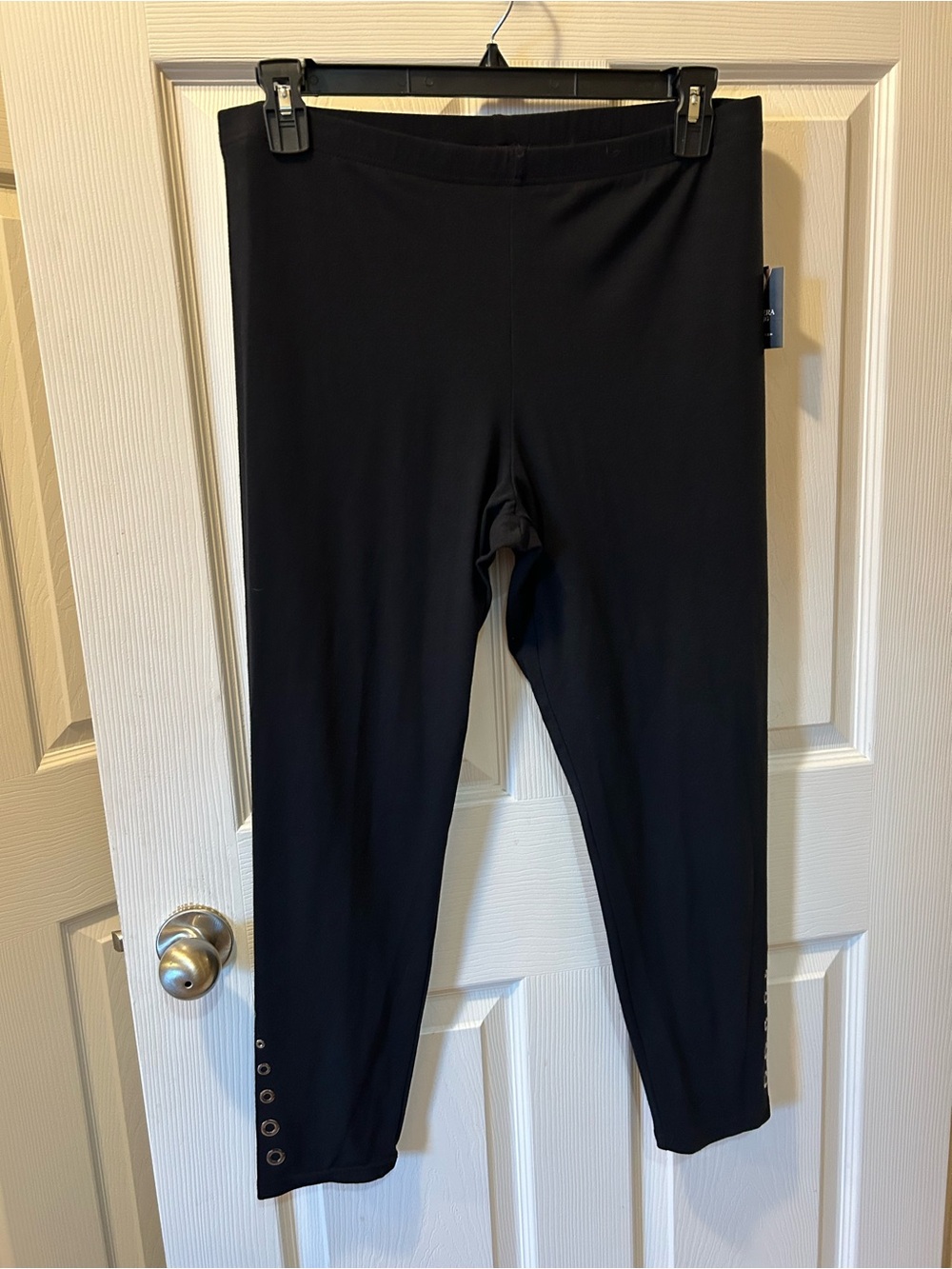 Simply Vera Vera Wang XL Black Stretch Leggings Grommet Cotton Skimmer NWT